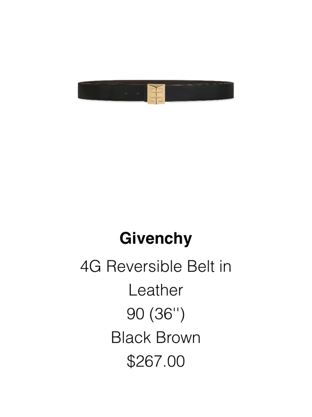 Givenchy 4G Reversible Leather Men’s Belt with Gold-Tone Buckle